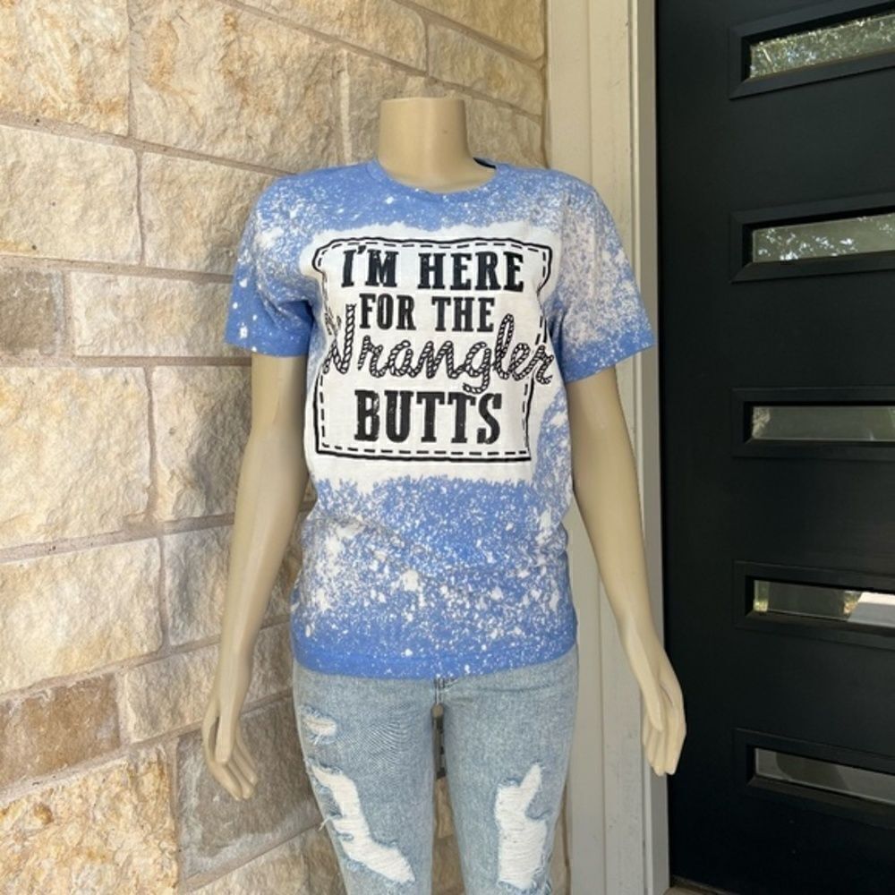 Women's Western Wrangler Quote Bleached/Distressed Graphic Tee Size Medium - Picture 2 of 9